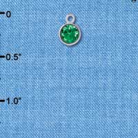 C2638 - CZ Round Pendant - Emerald - 4mm - Silver Charm